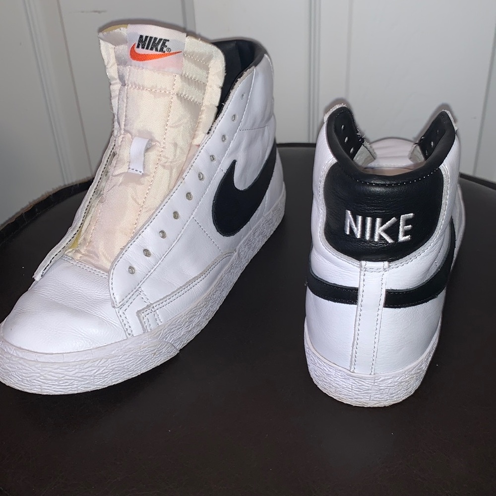 Custom Black and White Leather Nike Blazers
